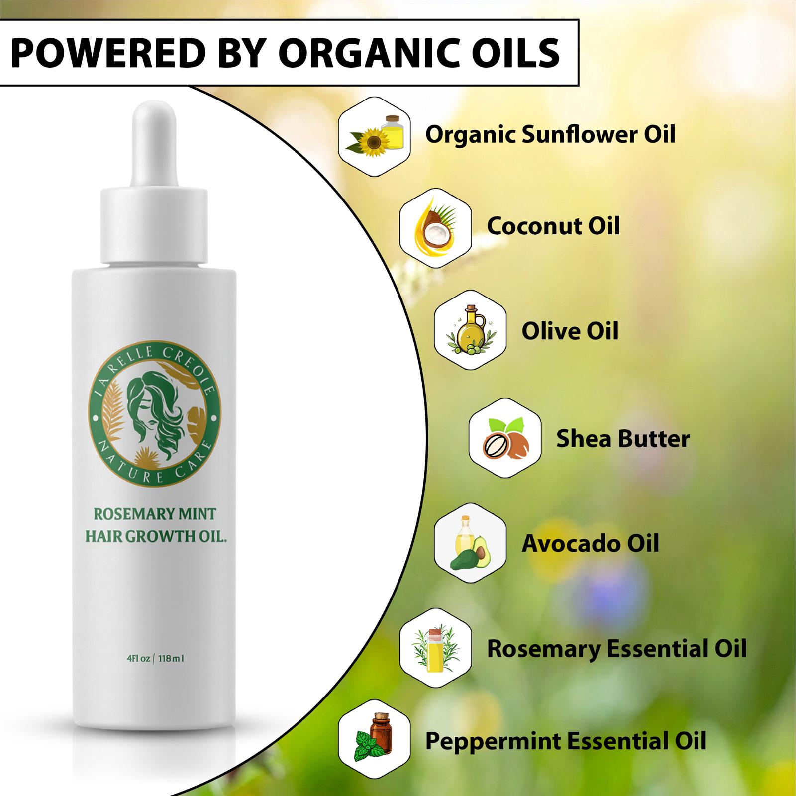 Organic Rosemary Mint Hair Growth Oil – Strengthens Roots, Reduces Breakage & Boosts Hair Growth (118ml) for All Hair Types
