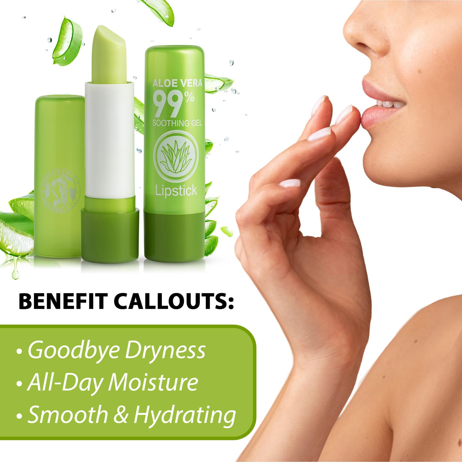 Aloe Vera 99% Soothing Lip Balm Natural Hydrating Moisturizer with Jojoba Oil Olive Oil & Beeswax for Dry Cracked Lips Repair & Nourishing Care