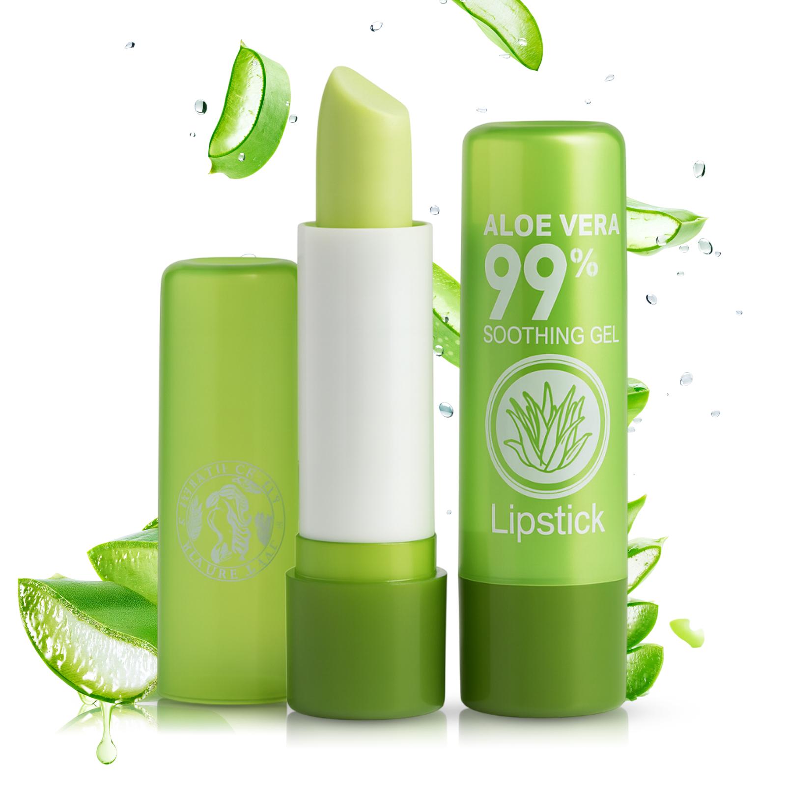 Aloe Vera 99% Soothing Lip Balm Natural Hydrating Moisturizer with Jojoba Oil Olive Oil & Beeswax for Dry Cracked Lips Repair & Nourishing Care