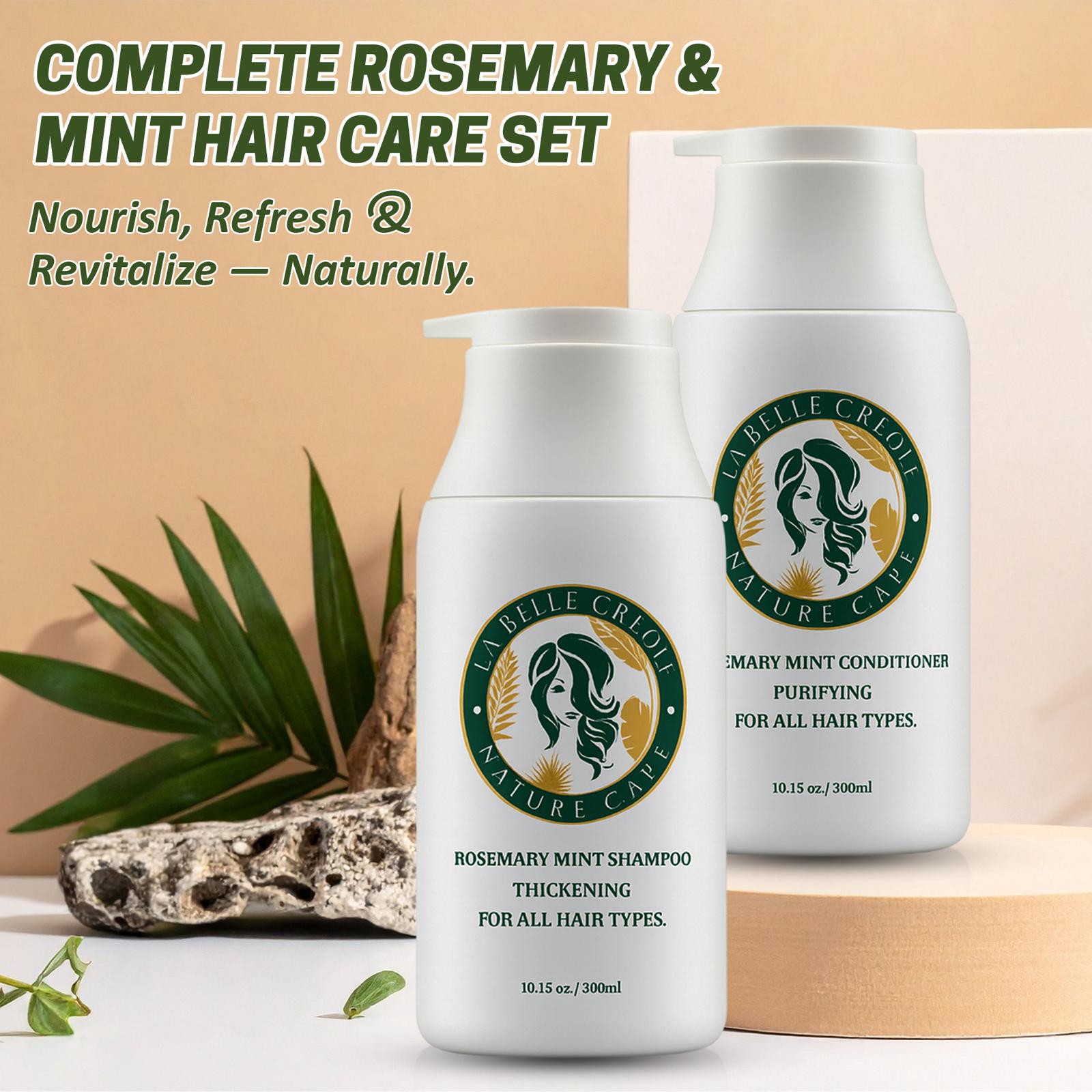 Rosemary Mint Shampoo & Conditioner with Aloe Vera, Castor Oil, Peppermint & Coconut Oil – Strengthening & Thickening Hair Care Set
