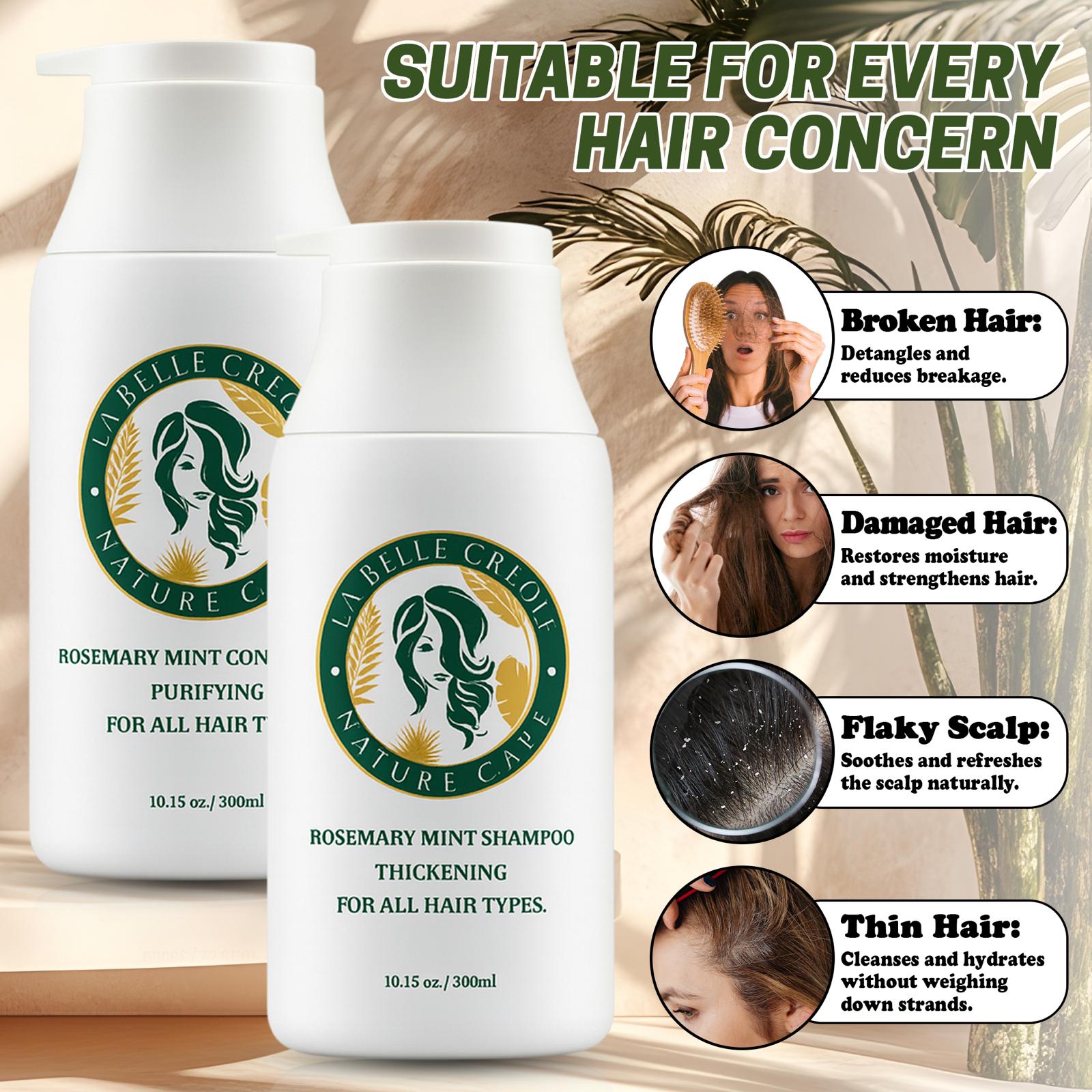 Rosemary Mint Shampoo & Conditioner with Aloe Vera, Castor Oil, Peppermint & Coconut Oil – Strengthening & Thickening Hair Care Set